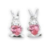 Clous d'oreilles lapins en argent et oxyde de zirconium.