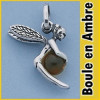 Pendentif elfe en argent et ambre