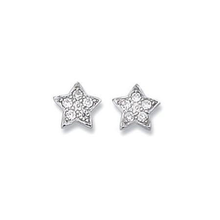 Boucles d'oreilles étoiles en argent et oxyde de zirconium.