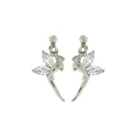 Boucles d'oreilles fée en argent avec oxydes de zirconium blanc.