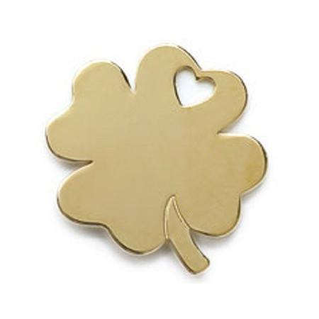 Pendentif trèfle à 4 feuilles en plaqué or.