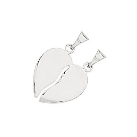 Pendentif coeur à partager en argent.