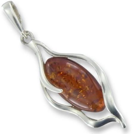 Pendentif argent et ambre.