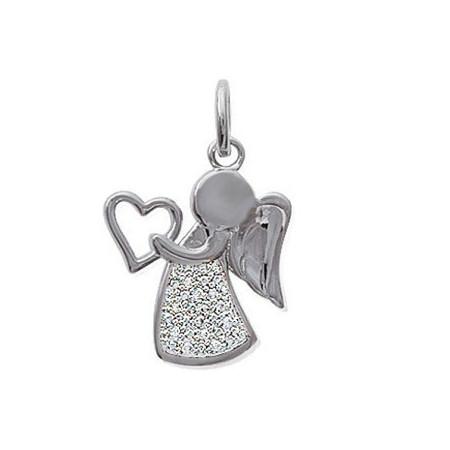 Pendentif ange en argent et oxydes de zirconium.