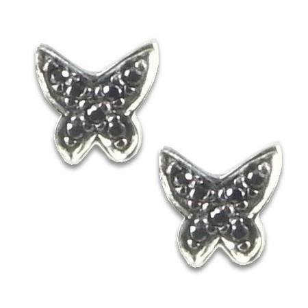 Clous d'oreilles argent papillons.