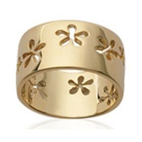 Bague plaqué or jaune petite fleurs ajourées - Bijouterieonline.com