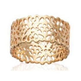 Bague plaqué or jaune motifs de fleurs ajourées - Bijouterieonline.com