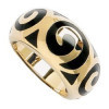 Bague plaqué or avec motifs spirales en résine noir