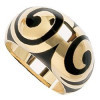 Bague plaqué or avec motifs arabesques en résine noir