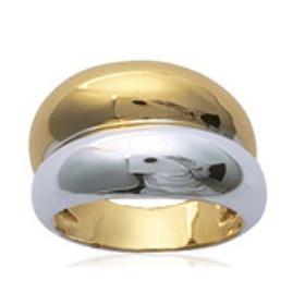 Bague plaqué or bicolore duo d\'anneaux bombés - Bijouterieonline.com