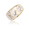 Bague plaqué or avec émail blanche motifs bulles