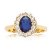 Bague plaqué or avec oxyde de zirconium bleue