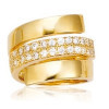 Bague plaqué or trois bandes large avec zirconias