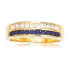 Bague plaqué or de fiançailles avec 2 rangs zirconias bleue et blanc