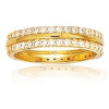 Bague plaqué or avec 2 rails de zirconias blanc