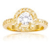 Bague plaqué or de fiançailles avec oxydes de zirconium