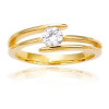 Bague plaqué or solitaire 3 bandes avec zirconia