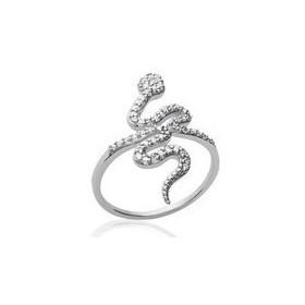 Bague serpent en argent et oxydes de zirconium. - Bijouterieonline.com