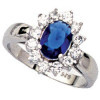 Bague rosace en argent et pierres