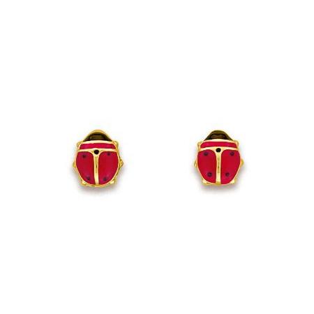 Clous d'oreilles coccinelles en or