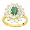 Bague or avec émeraude et oxydes de zirconium