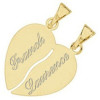 Pendentif coeur à partager plaqué or avec gravure.