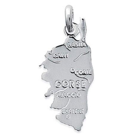 Pendentif en argent carte de la Corse