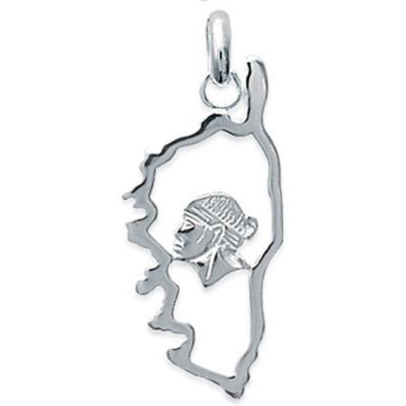 Pendentif en argent carte de la Corse