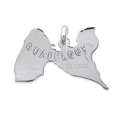 Pendentif en argent carte de la Guadeloupe