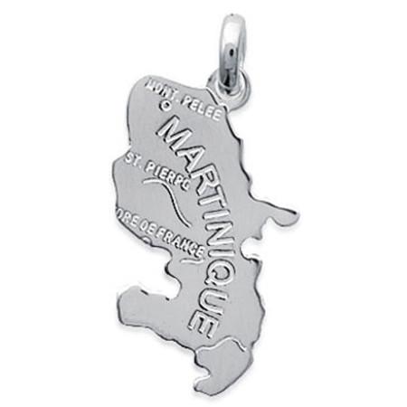 Pendentif en argent carte de la Martinique