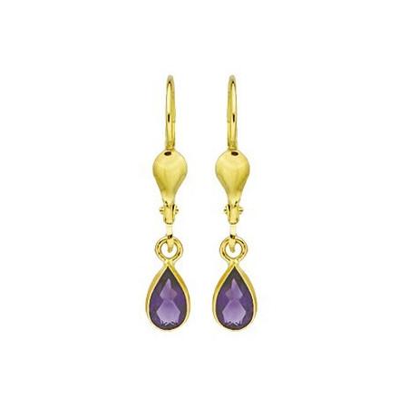 boucles d'oreilles or et  améthystes