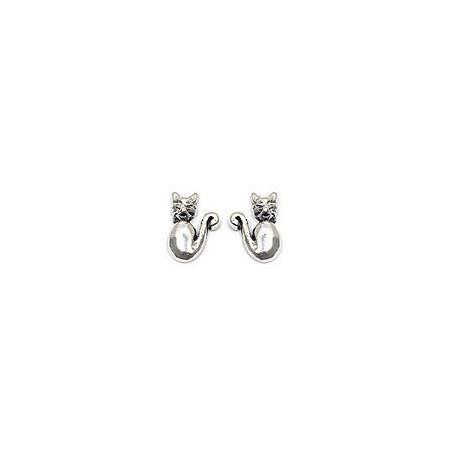 Clous d'oreilles argent chats