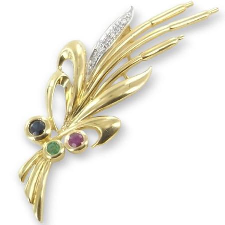 broche roseaux en or