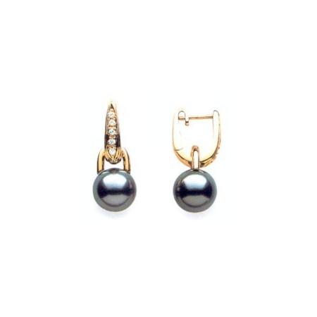 Boucles d'oreilles perles et diamants