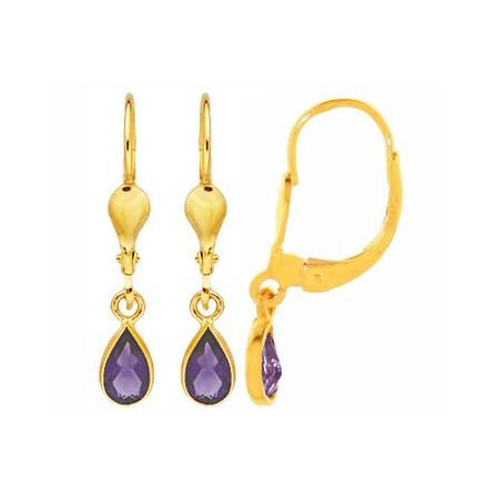 boucles d'oreilles or et  améthystes