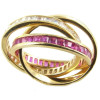 Bague 3 anneaux plaqué or et oxyde de zirconium.