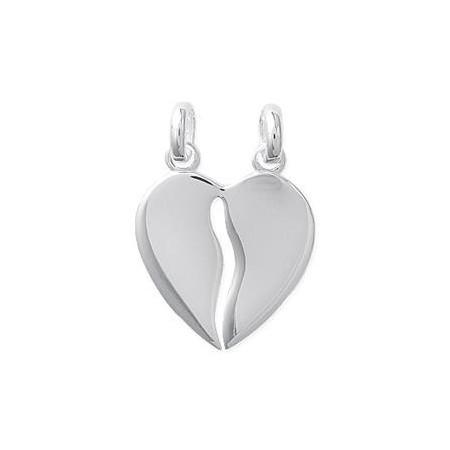 Pendentif coeur à partager en argent.