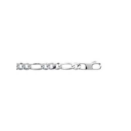 Chaîne en argent maille figaro diamantée 7 mm