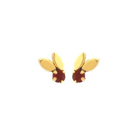 Boucles d'oreilles or et rubis