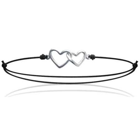 Bracelet argent duo de coeurs entrelacés