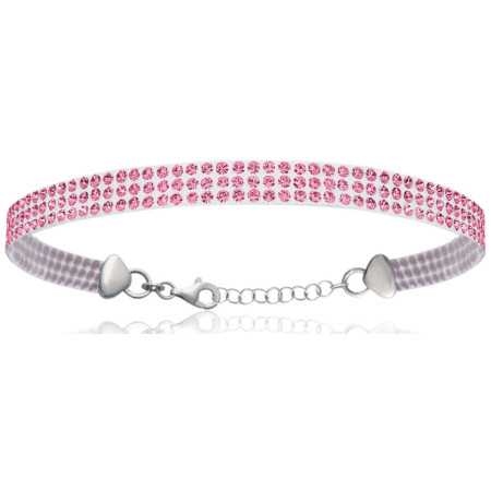 Bracelet argent pavage de cristal rose