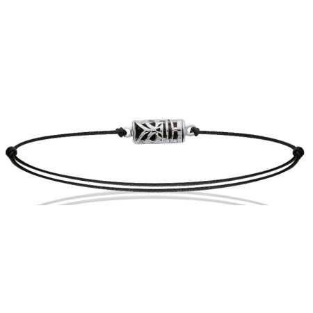 Bracelet argent tiki en argent et onyx synthétique de 13 mm - Bijouterieonline.com