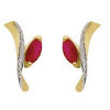 Boucles d'oreilles or avec rubis navette