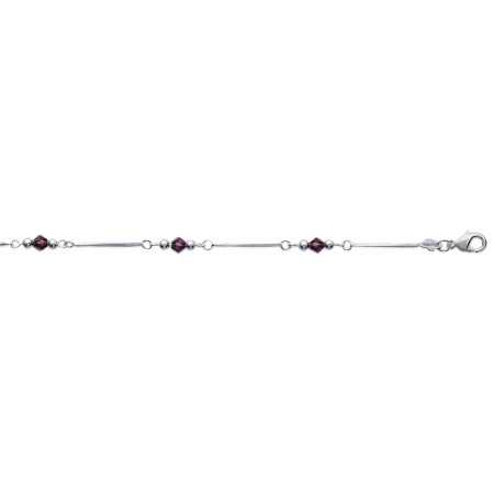 Bracelet argent cristal mauve -1