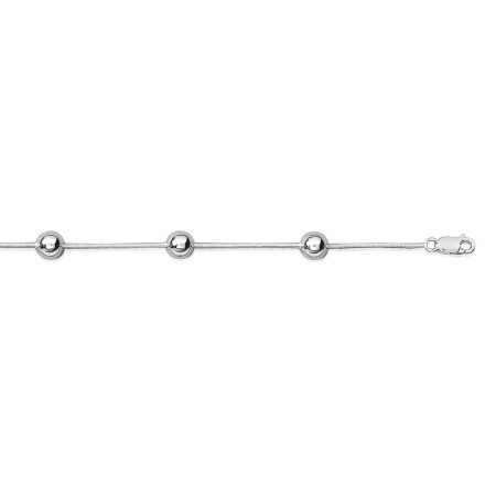 Bracelet argent cable argent avec boules lisses de 8 mm -1