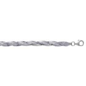 Collier argent maille trèsse plate 2 fils de 4 mm - Bijouterieonline.com
