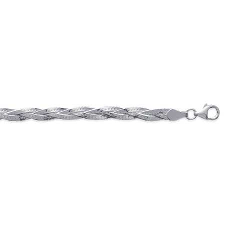 Bracelet argent maille trsse plate 2 fils de 4 mm