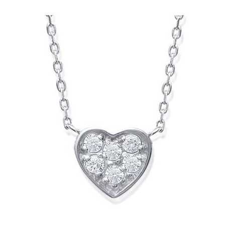 Collier argent coeur pavé d'oxydes de zirconium de 7 mm