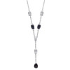 Collier argent 3 oxydes de zirconium noir ovale de 6 mm -1