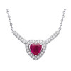 Collier argent coeur rubis synthétique